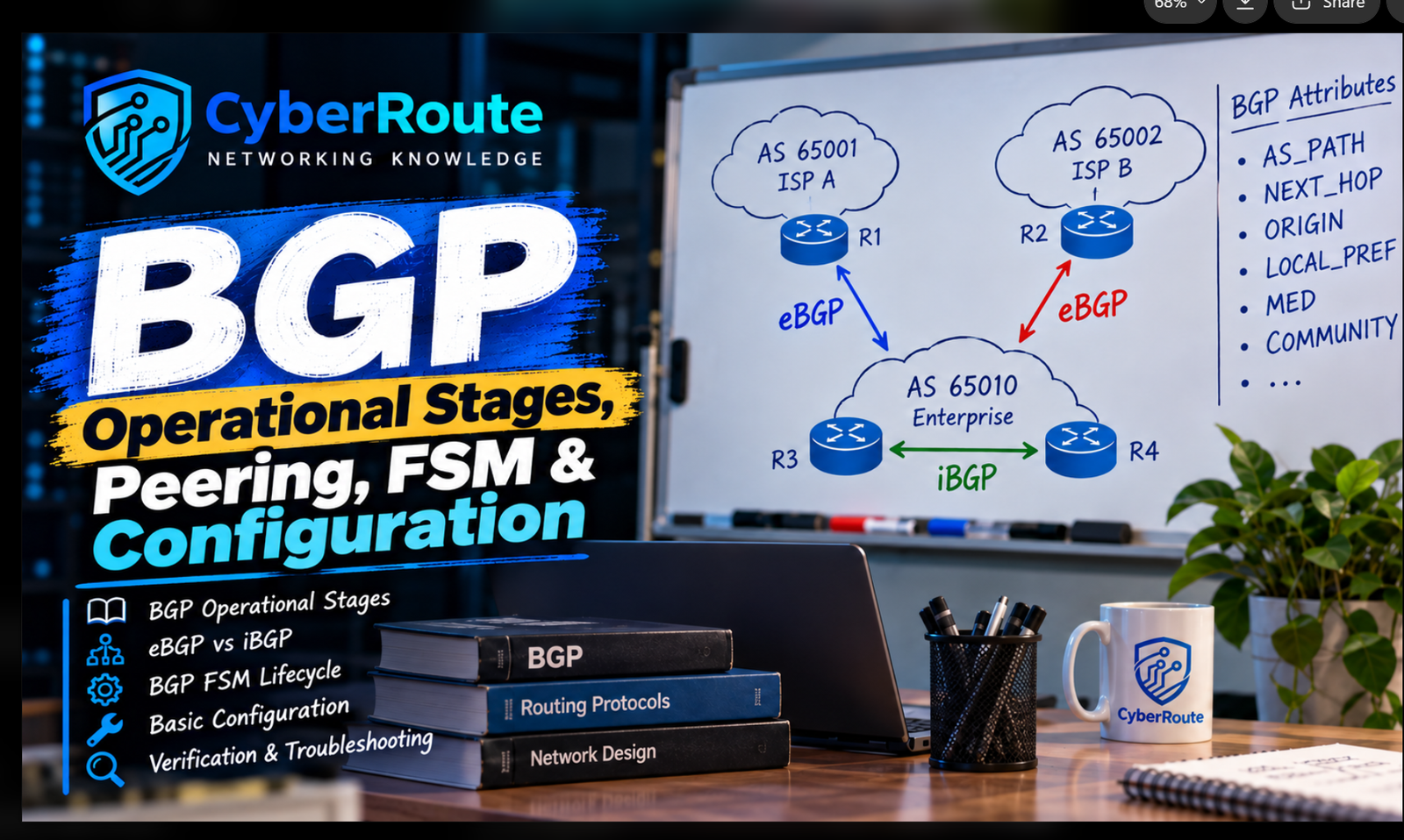 BGP Operational Stages, Peering, FSM & Configuration